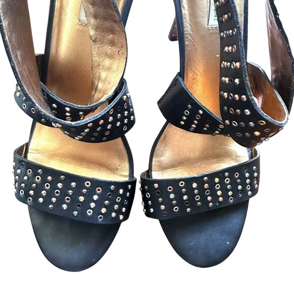 CYNTHIA VINCENT Reid Studded Leather Heels Black Sz 10 - Picture 5 of 6